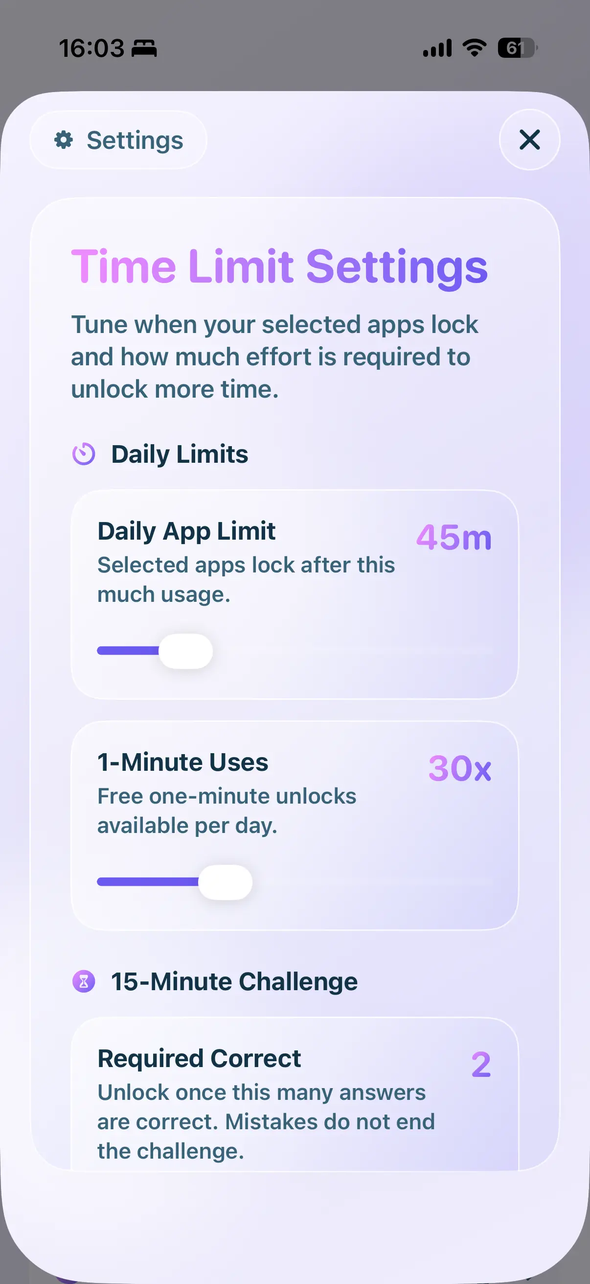 Configure free 1-minute passes